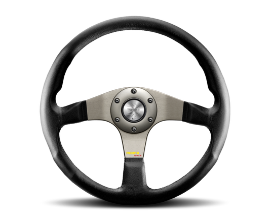 Momo Tuner Steering Wheel 350 mm - Black Leather/Red Stitch/Black Spokes - TUN35BK0B