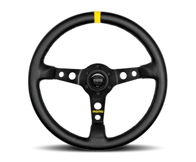 Momo MOD07 Steering Wheel 350 mm - Black Leather/Black Spokes/1 Stripe