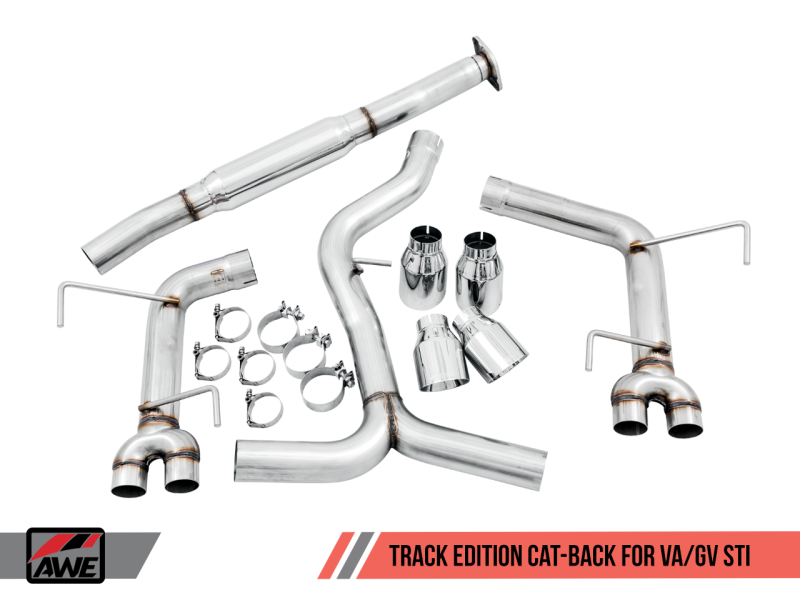 AWE Tuning Subaru WRX/STI VA/GV Sedan Track Edition Exhaust - Chrome Silver Tips (102mm) - 3020-42058Photo - out of package