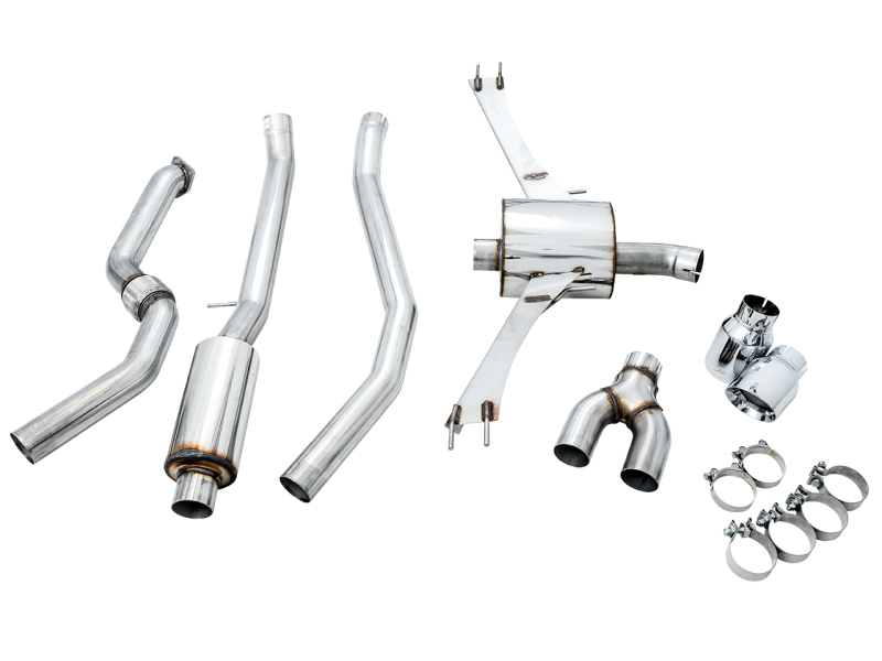 AWE Tuning 2016+ Honda Civic Si Touring Edition Exhaust w/Front Pipe & Dual Chrome Silver Tips - 3015-32108Photo - out of package