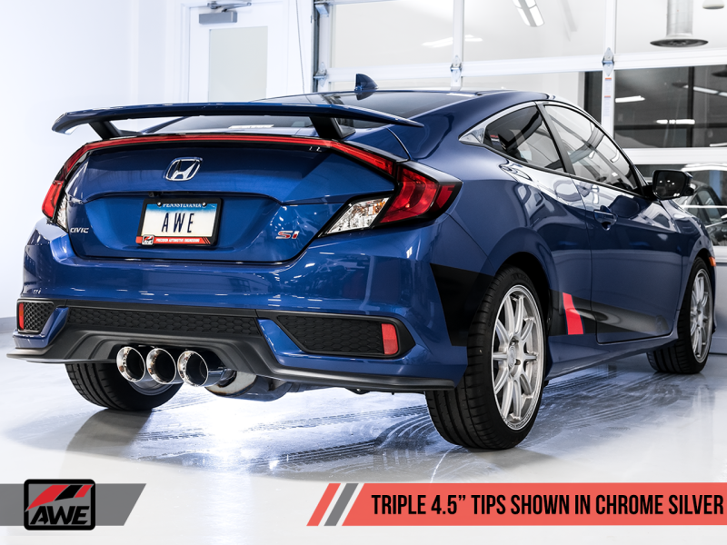 AWE Tuning 2016+ Honda Civic Si Touring Edition Exhaust w/Front Pipe & Triple Chrome Silver Tips - 3015-52012Photo - out of package