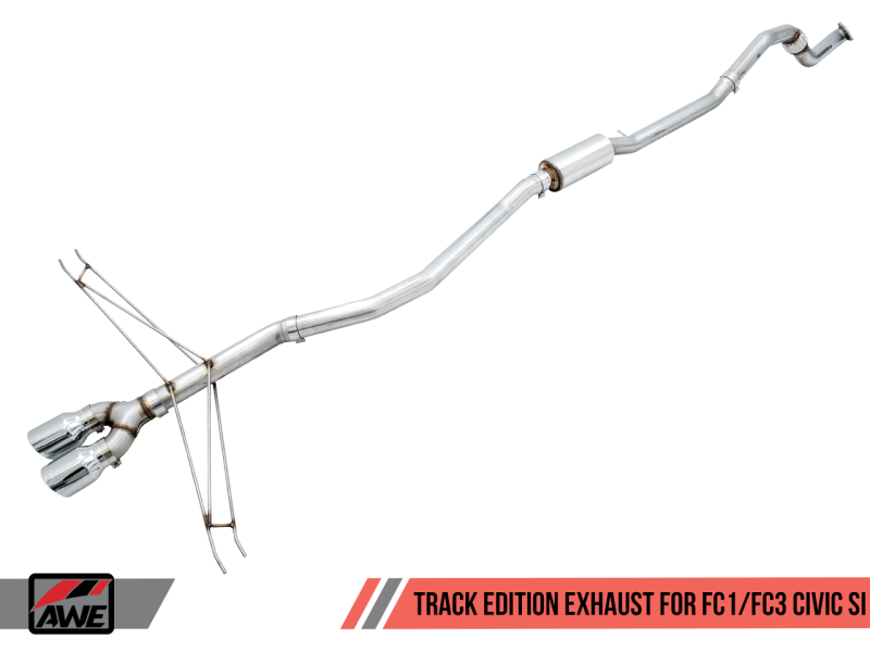 AWE Tuning 2016+ Honda Civic Si Track Edition Exhaust w/Front Pipe & Triple Chrome Silver Tips - 3020-52008Photo - out of package
