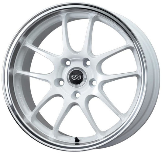 Enkei PF01SS 17x9 5x114.3 48mm Offset 75mm Bore Diameter White with Machined Lip Wheel - 460-790-6548WM460-790-6548WM