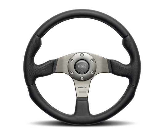 Momo Race Steering Wheel 320 mm - Black Leather/Anth Spokes - RCE32BK1B