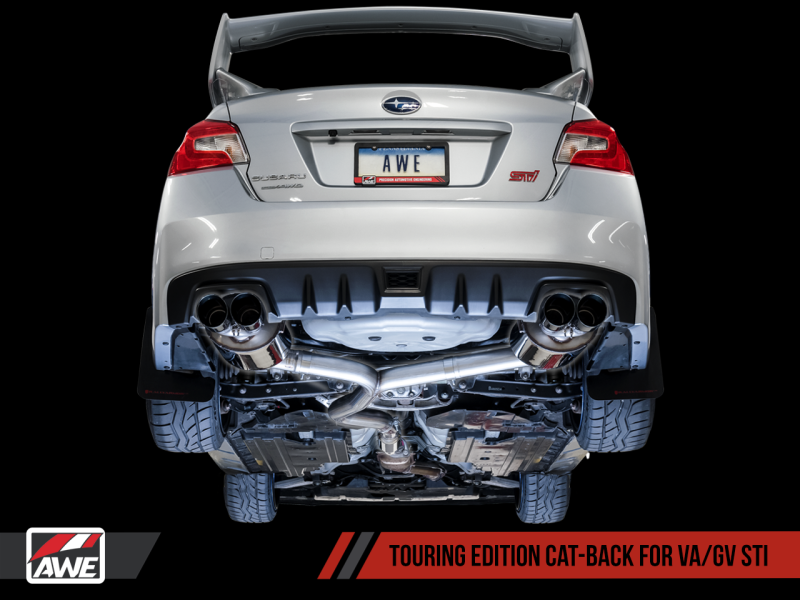 AWE Tuning Subaru STI VA / WRX GV / STI GV Sedan Touring Edition Exhaust - Chrome Silver Tip (102mm) - 3015-42104Photo - out of package