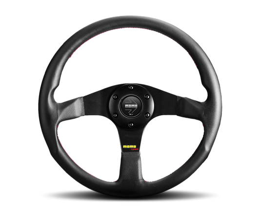Momo Tuner Steering Wheel 320 mm - Black Leather/Red Stitch/Black Spokes - TUN32BK0B