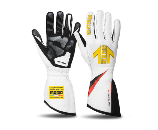 Momo Corsa R Gloves Size 11 (FIA 8856-2000)-White - GUCORSAWHT11