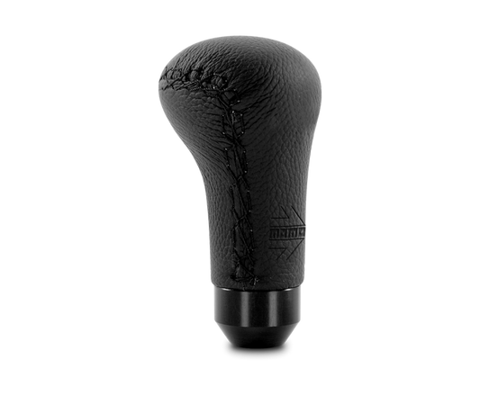 Momo Anatomico Shift Knob - Black Leather, Black Stitching - ALBK1