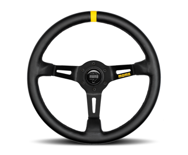 Momo MOD08 Steering Wheel Black Leather/Black Spokes/1 Stripe