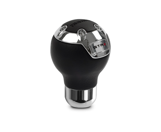 Momo GTR2 Shift Knob - Black Leather, Chrome Insert - GTRBK1