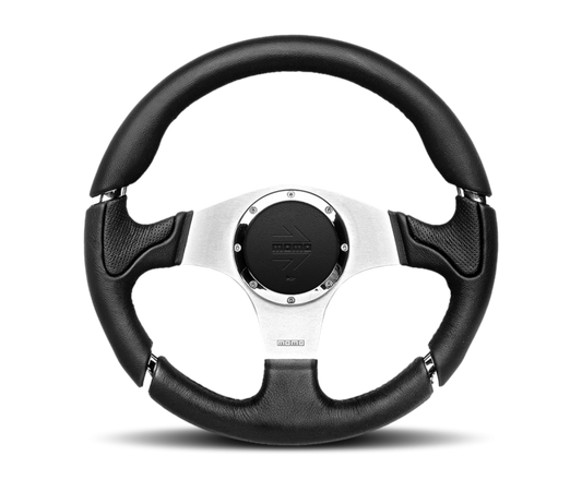 Momo Millenium Steering Wheel 350 mm - Black Leather/Black Stitch/Brshd Spokes - MIL35BK1P