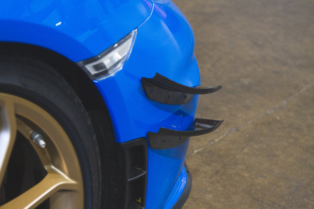 APR Performance Carbon Fiber Front Bumper Canards | Porsche 718 Cayman GT4 2020-UpInstall2