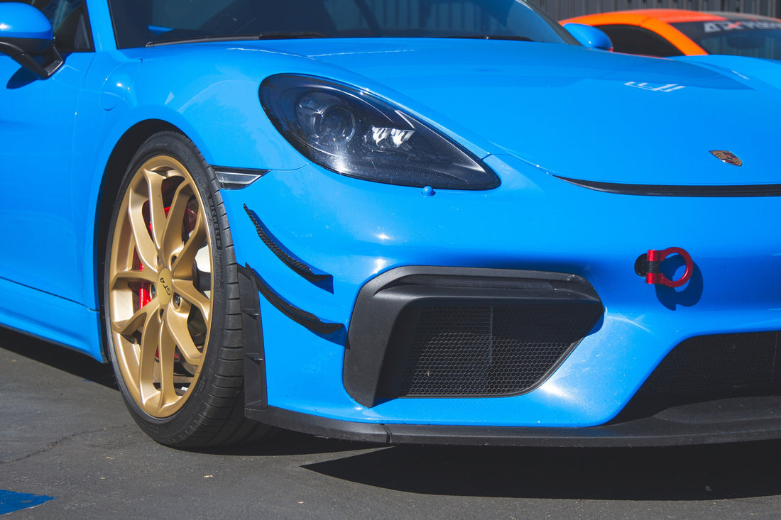 APR Performance Carbon Fiber Front Bumper Canards | Porsche 718 Cayman GT4 2020-Up Install 3