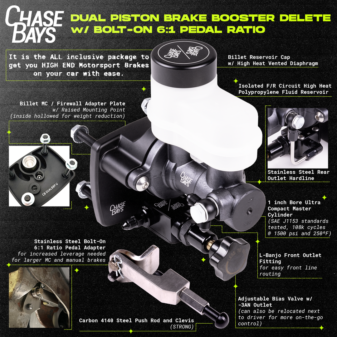 Chase Bays 2013+ Toyota 86/GR86 Dual Piston Brake Boost Delete w/Bolt-On 6:1 Pedal Ratio for ABS