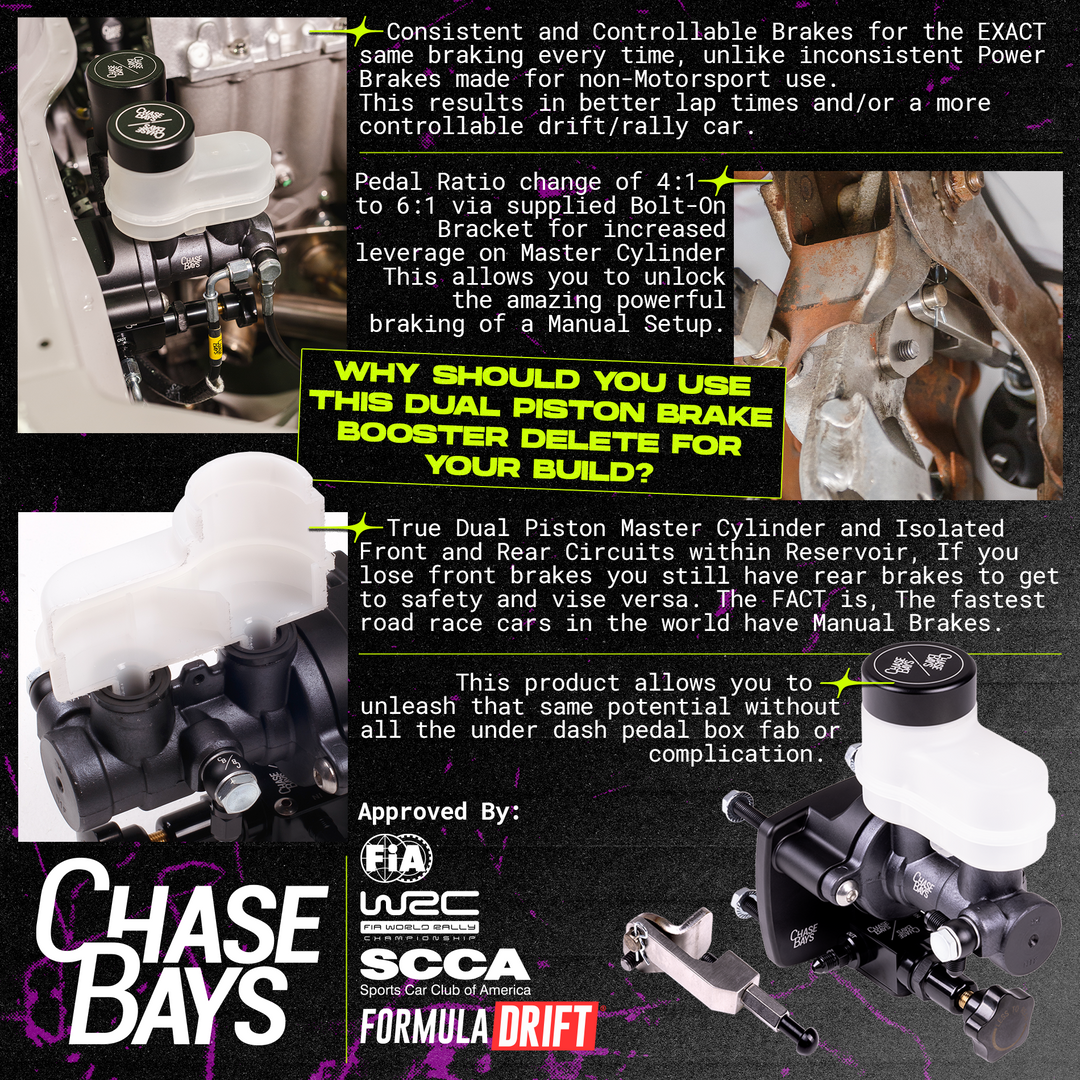 Chase Bays 2013+ Toyota 86/GR86 Dual Piston Brake Boost Delete w/Bolt-On 6:1 Pedal Ratio for ABS