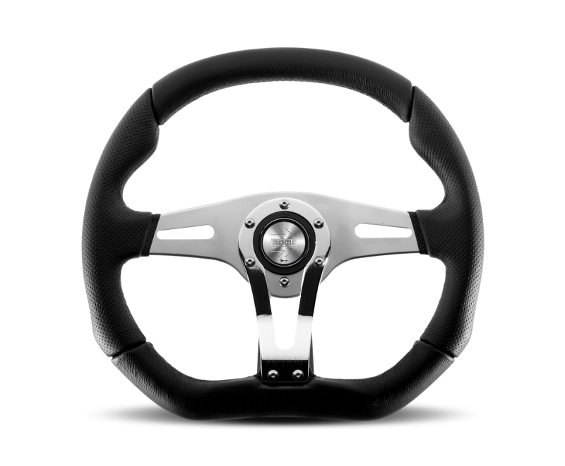 Momo Trek RSteering Wheel - Trek R/350 mm mmeter - Black AirLeather/Brshd Al Spokes - TRK-R35BK0B