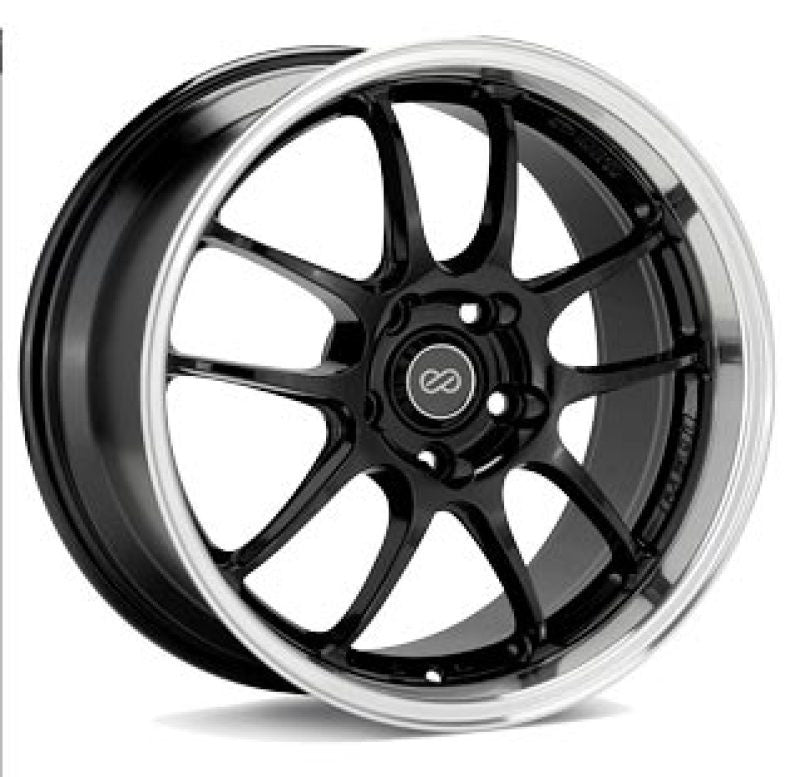 Enkei PF01SS 17x8 5x114.3 50mm Offset 75mm Bore Diameter Gloss Black w/ Machined Lip - 460-780-6550BKM460-780-6550BKM