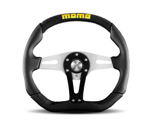 Momo Trek Steering Wheel 350 mm - Black AirLeather/Brshd Al Spokes - TRK35BK0B