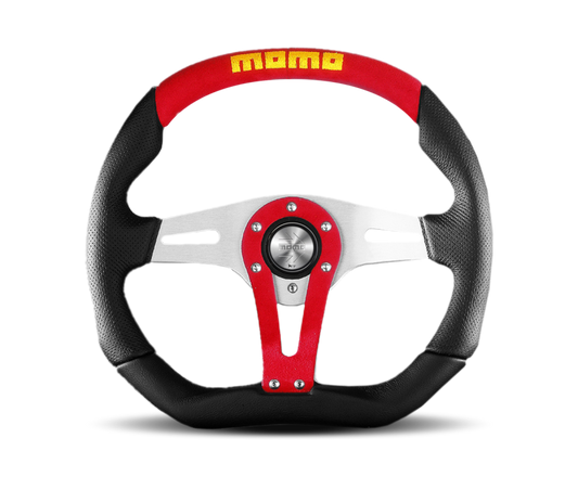 Momo Trek Steering Wheel 350 mm - 4 Black AirLeather/Brshd Al Spokes - TRK35BK0R