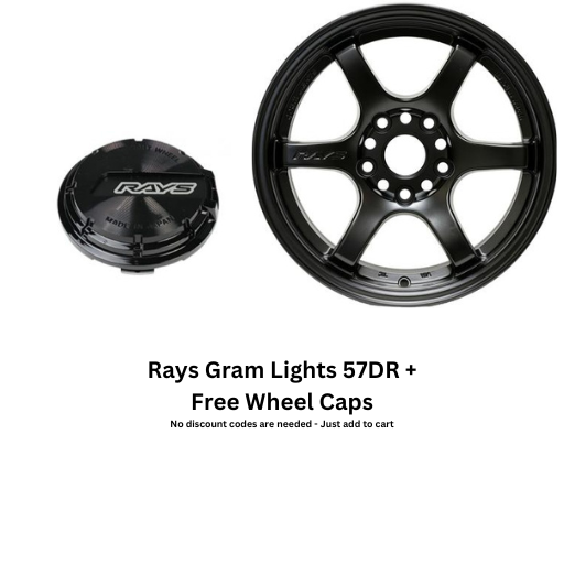 Gram Lights 57DR 18x9.5 +22 5x114.3 Semi Gloss Black + Free Wheel Caps