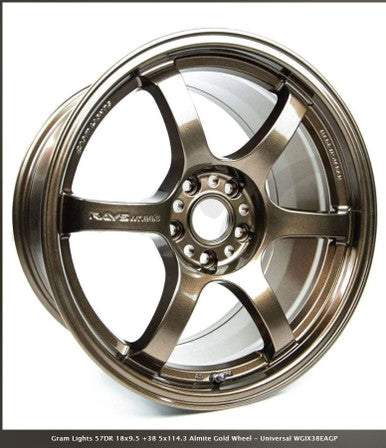 Gram Lights 57CR 18x9.5 +38 5x114.3 Almite Gold