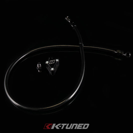 K-Tuned Power Steering Fitting (Pump Fitting w/6AN adapter) - Black Fitting - 6AN